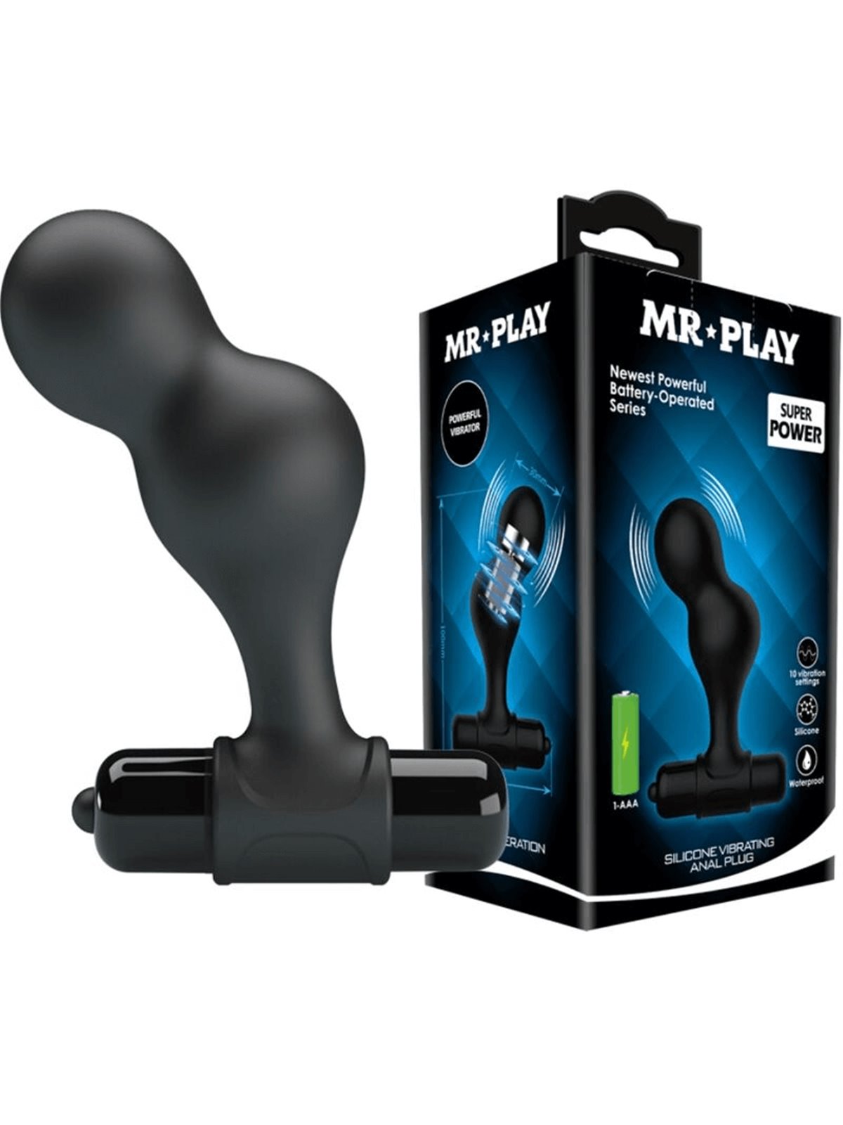 Mr Play - Silicone Vibrating Anal Plug Black