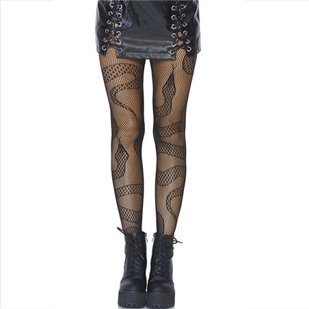 Leg Avenue - Calze a Rete con Motivo Serpente Taglia Unica Nero