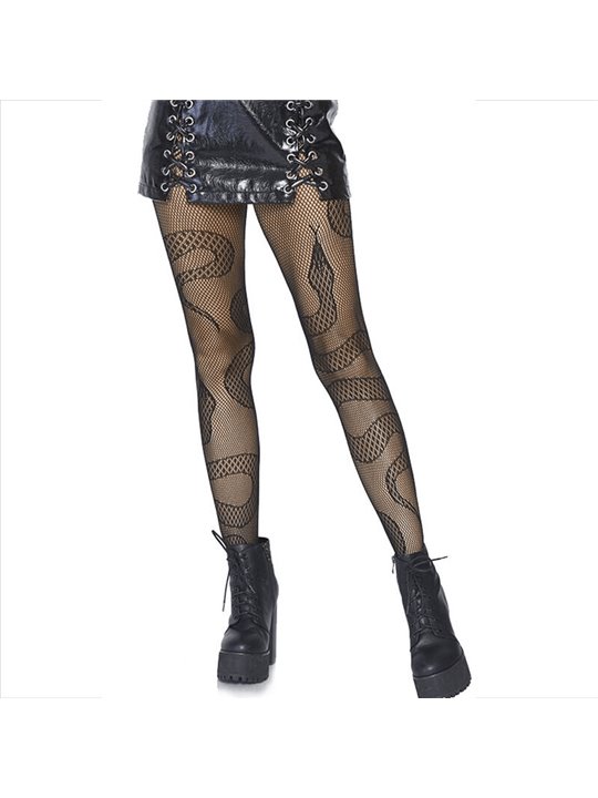 Leg Avenue - Calze a Rete con Motivo Serpente Taglia Unica Nero