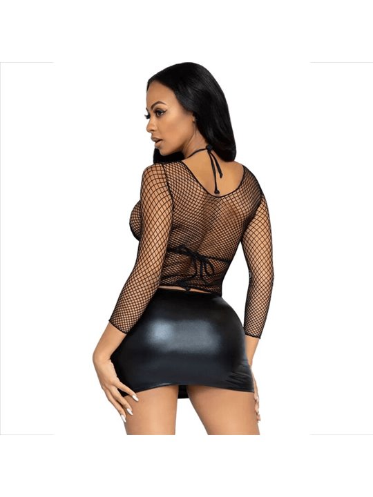 Leg Avenue - Top a Rete con Maniche Lunghe Taglia Unica Nero