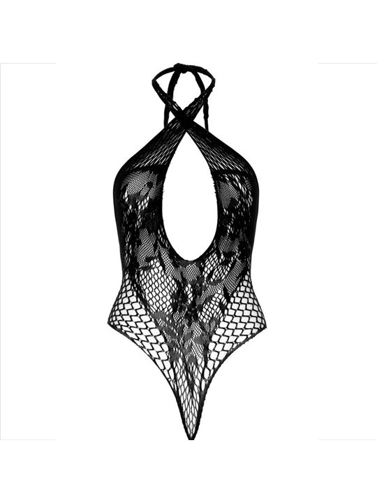 Leg Avenue - Body a Rete Incrociato con Pizzo Taglia Unica Nero