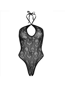 Leg Avenue - Body in Pizzo con Scollo Halter Taglia Unica Nero