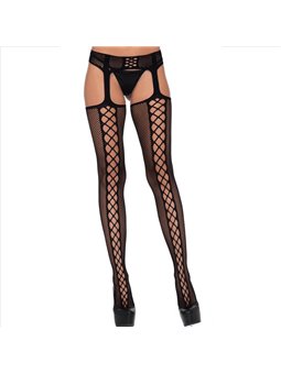 Leg Avenue - Stockings Net and Garter Black