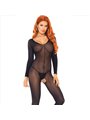 Leg Avenue - Bodystocking a Manica Lunga con Cavallo Aperto Taglia Unica Nero