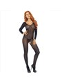 Leg Avenue - Bodystocking a Manica Lunga con Cavallo Aperto Taglia Unica Nero
