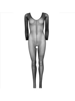 Leg Avenue - Bodystocking a Manica Lunga con Cavallo Aperto Taglia Unica Nero
