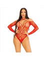 Leg Avenue - Body a Rete con Cavallo Aperto e Strass Taglia Unica Rosso