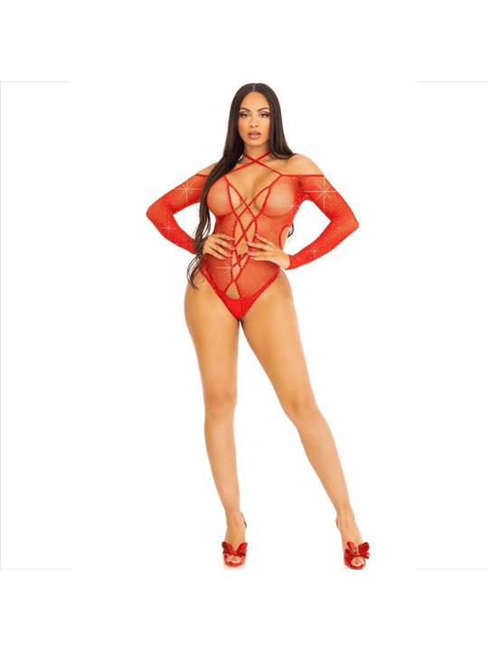 Leg Avenue - Body Crothless with Gloss Red