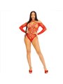 Leg Avenue - Body a Rete con Cavallo Aperto e Strass Taglia Unica Rosso