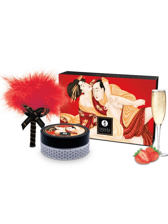 Shunga - Kit Polvere Da Massaggio Alimentare Fragola