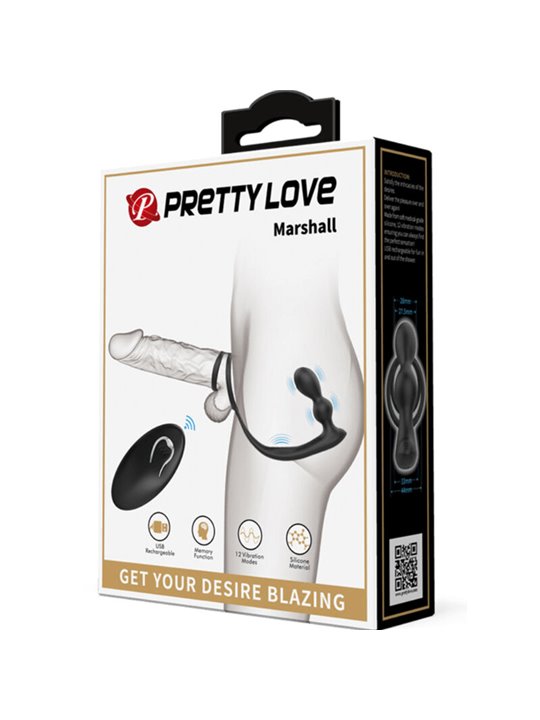Pretty Love - Marshall Penis Ring with Vibratory Anal Plug with Remote Control