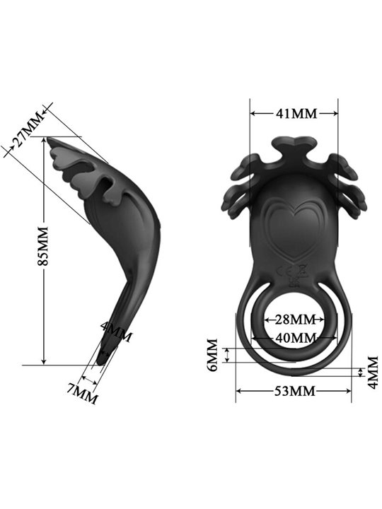 Pretty Love - Anello Vibrante Ruben 7 Vibrazioni in Silicone Nero