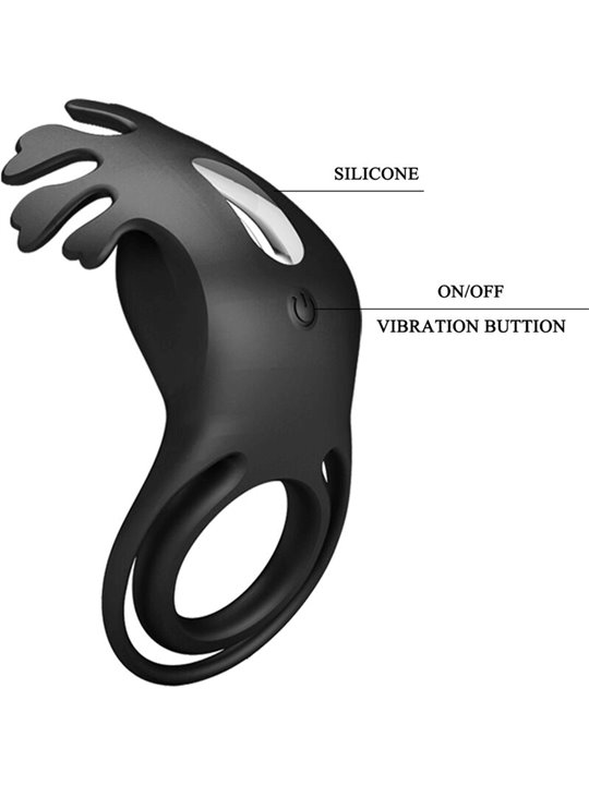 Pretty Love - Anello Vibrante Ruben 7 Vibrazioni in Silicone Nero