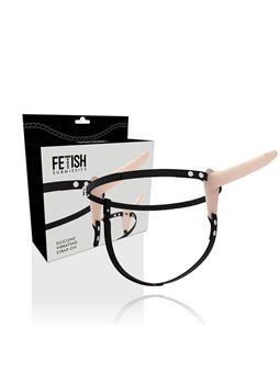 Fetish Submissive Harness - Flesh Silicone Vibrator 15 CM