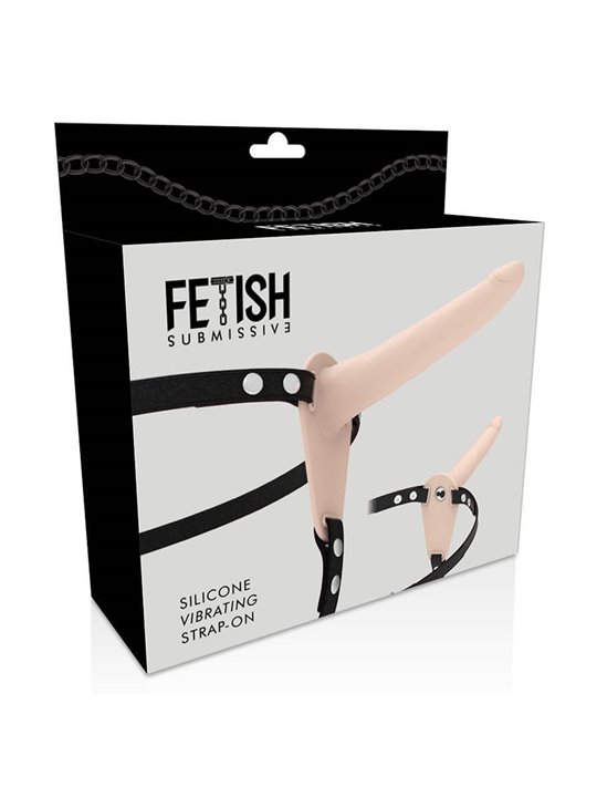 Fetish Submissive Harness - Flesh Silicone Vibrator 15 CM