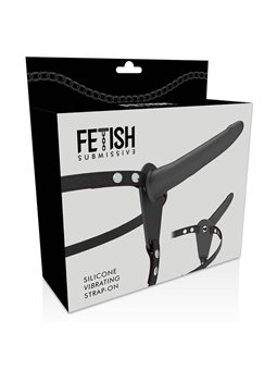 Fetish Submissive Harness - Black Silicone Vibrator 15 CM