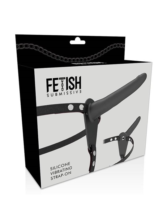 Fetish Submissive Harness - Black Silicone Vibrator 15 CM