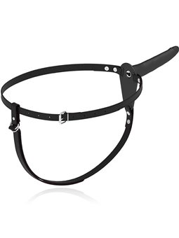 Fetish Submissive Harness - Black Silicone Vibrator 15 CM