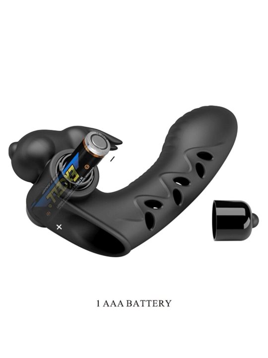 Pretty Love - Copertura per Dita Vibratore Rabbit Nero Vance