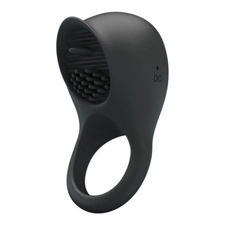 Pretty Love - Anello Vibrante per Pene con Lingua Nero