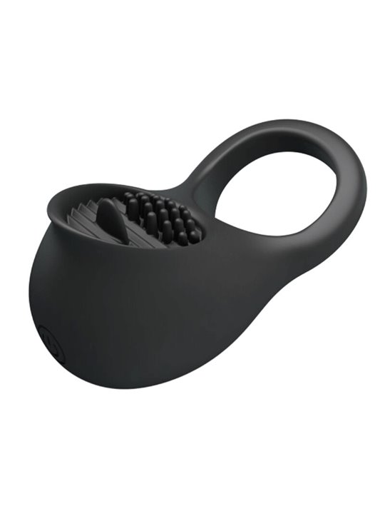 Pretty Love - Anello Vibrante per Pene con Lingua Nero