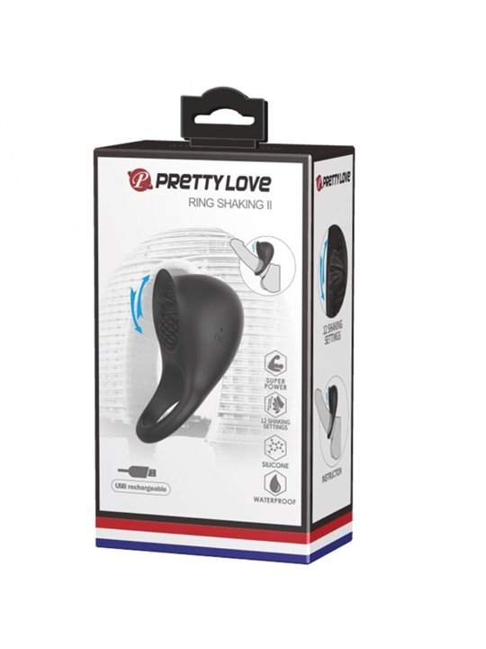 Pretty Love - Anello Vibrante per Pene con Lingua Nero