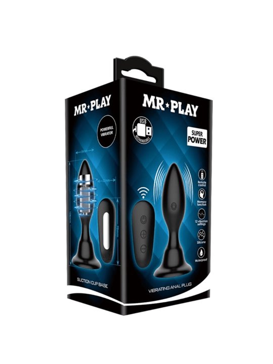 Mr Play - Anal Plug Vibration Black Remote Control