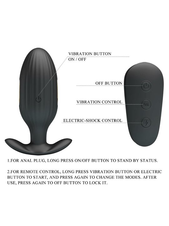 Pretty Love - Kelly Plug Anal Rechargeable Vibrator Black