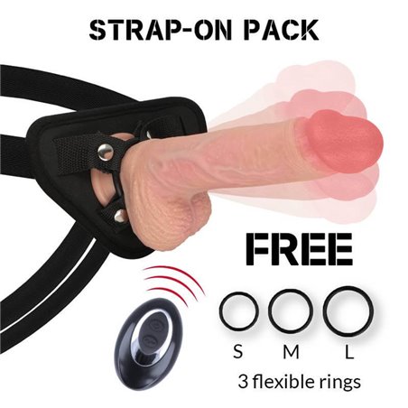Rockarmy - Harness + Liquid Silicone Vibrator Premium Apache Remote Control 22Cm