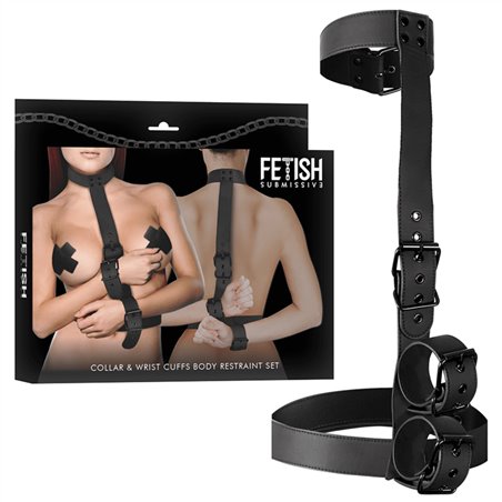 Fetish Submissive Bondage - Set di Contenimento del Corpo con Colletto e Polsini