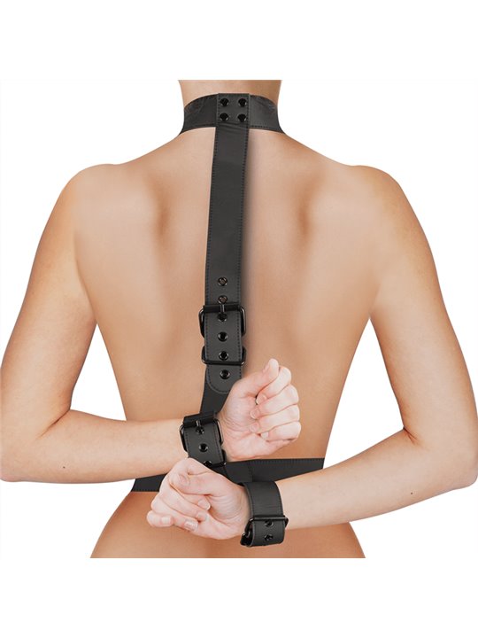 Fetish Submissive Bondage - Collar & Wrist Cuffs Body Restraint Set