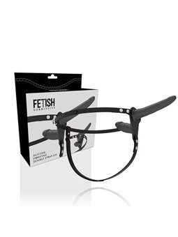 Fetish Submissive Harness - Double Penetration Black Vibrator