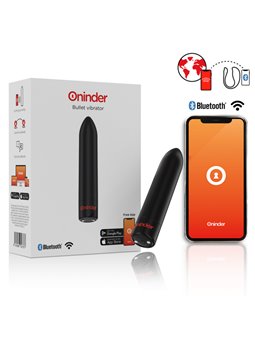 Oninder - Berlin Bullet Vibrator Black 9 Modes 8.5 X 2 CM - Free App