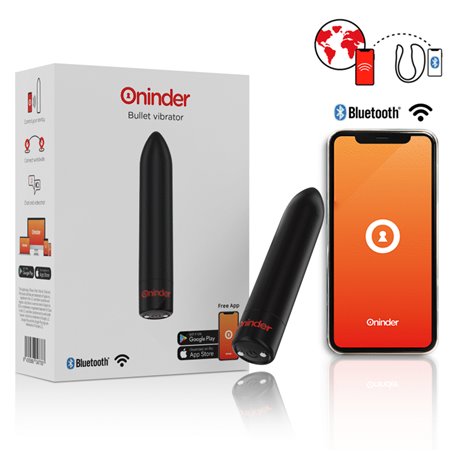Oninder - Berlin Bullet Vibrator Black 9 Modes 8.5 X 2 CM - Free App