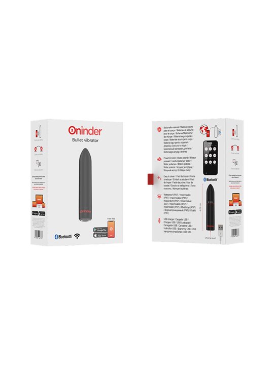 Oninder - Berlin Bullet Vibrator Black 9 Modes 8.5 X 2 CM - Free App