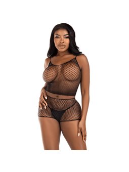 Leg Avenue - T-Shirt & Pants Set Fishnet Black
