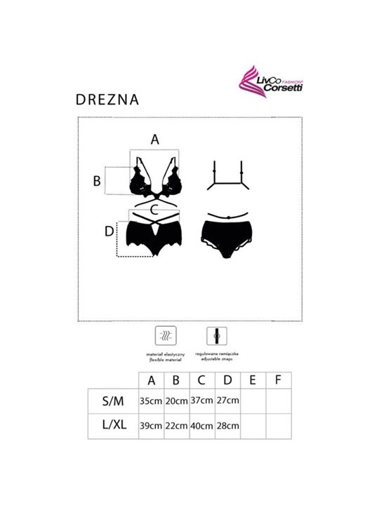 Livco Corsetti - Drezna LC 90733 Bra + Panty Black L/XL