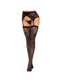 Leg Avenue - Calze Autoreggenti in Pizzo e Reggicalze Nero