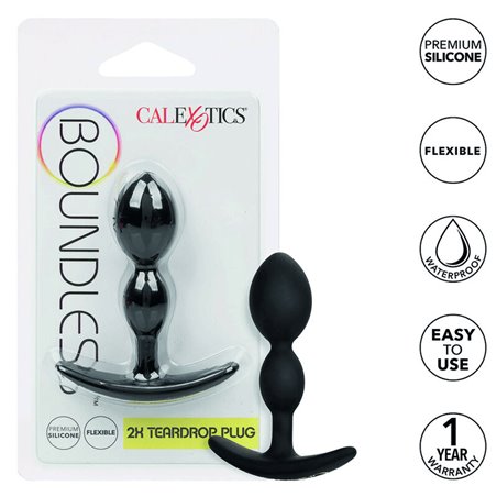 California Exotics 2X Teardrop Plug - Plug Anale in Silicone Nero
