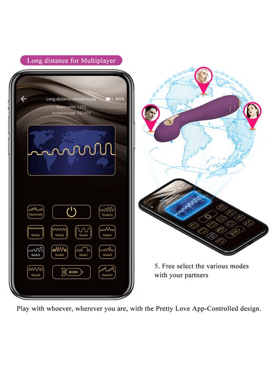 Pretty Love Hector - Vibratore Viola con Stimolazione Elettrica Controllabile Da App