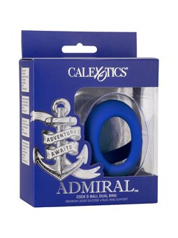 Admiral Cock & Ball Dual Ring - Anello Fallico Doppio in Silicone Blu