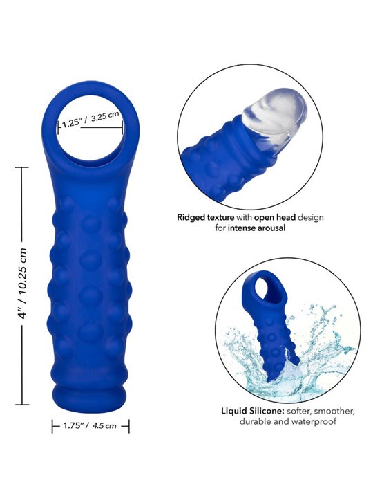 Admiral Beaded Extension - Guaina Fallica con Perline in Silicone Liquido Blu