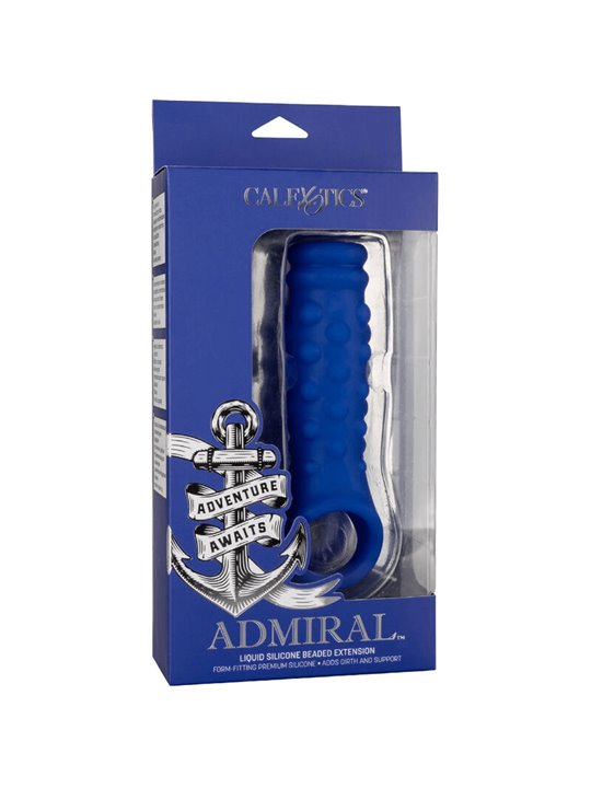 Admiral Beaded Extension - Guaina Fallica con Perline in Silicone Liquido Blu