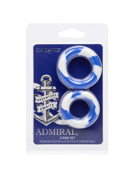 Admiral - Set 2 Anelli Fallici in Silicone Bianco/Blu