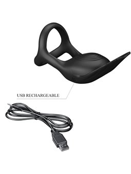 Pretty Love - Vibrant Penis Ring 7 Vibrations Black Silicone