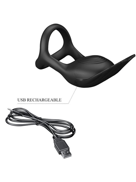 Pretty Love - Vibrant Penis Ring 7 Vibrations Black Silicone