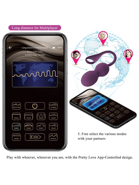 Pretty Love - Elvira Kegel Balls App Remote Control Purple