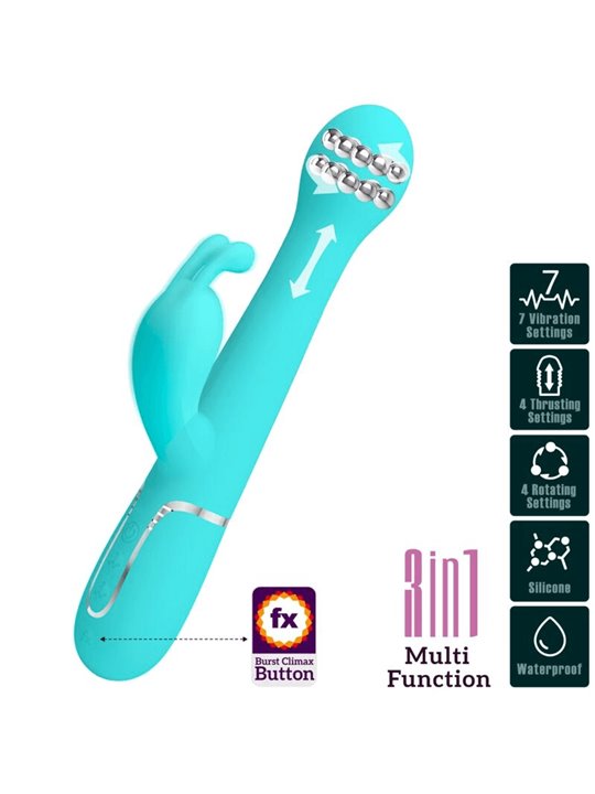 Pretty Love Dejon - Vibratore Rabbit Multifunzione Verde Acqua