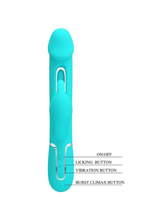 Pretty Love - Kampas Rabbit 3 in 1 Multifunction Vibrator with Tongue Aqua GReen