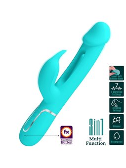 Pretty Love - Kampas Rabbit 3 in 1 Multifunction Vibrator with Tongue Aqua GReen